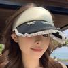 Bowknot Lady's Sun Hat Lace Brim Sun Protection Hat Cartoon Empty Top Cap  Girls