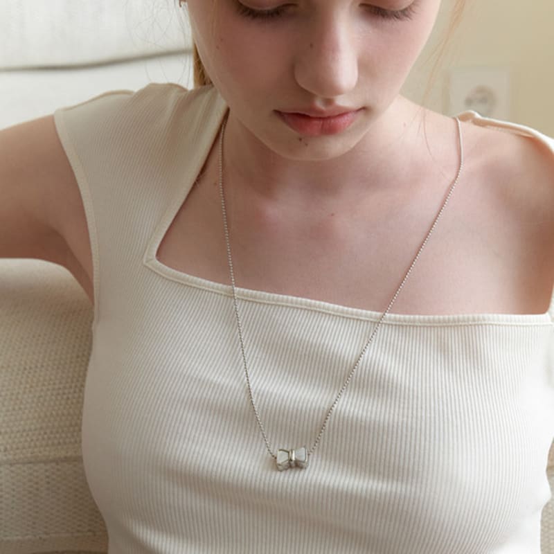 Primaute black&white Ribbon Necklace