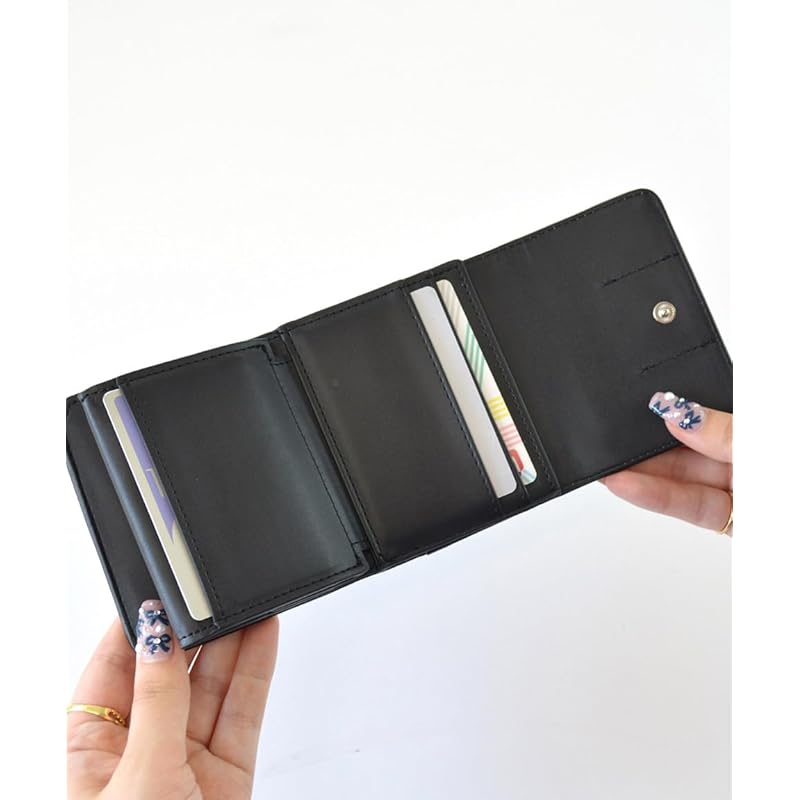 [SecretDoor] black trifold wallet ladies trifold wallet compact wallet mini wallet woman mini brand cute compact folding wallet easy to use large