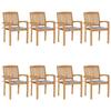 VidaXL Stackable Garden Chairs with Cushions 8 Pcs Solid Teak