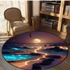 Golden Beach and Sun Round Carpet Soft Anti Slip and Wear-resistant Used As A Round Mat for Living Rooms Very Beautiful Fashion