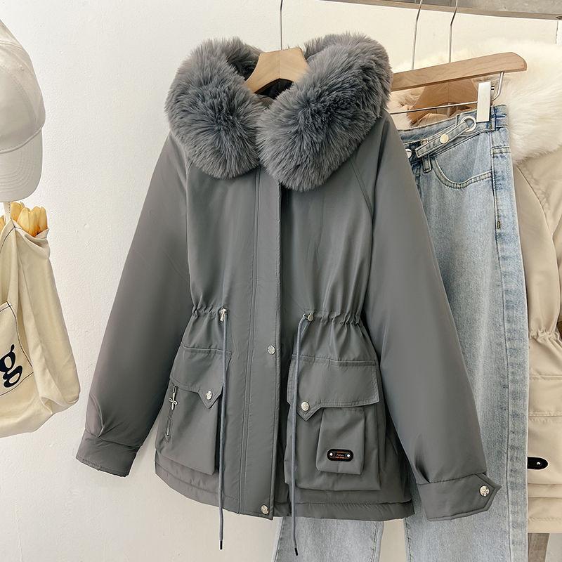 Large Fur Collar Removable Pie To Overcome Women's Large Size Fat Mm Outer Wear Foreign Style Piled Thickened Cotton Clothes Winter Coat Women's Tide