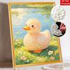 DIY Framed Pearl Painting Kit Cute Duckling Pattern Sparkling Bead Canvas Art for Living Room Decoration Wall Hanging Craft Gift Decor Set