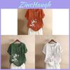 Cotton Linen T Shirt For Women With Animal Print Vintage Style Loose Fit Casual Top