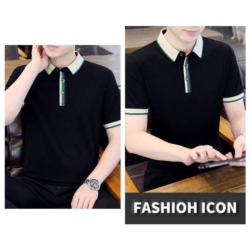 Men S Summer Short Sleeve Polo Shirt Loose Fit Breathable Top