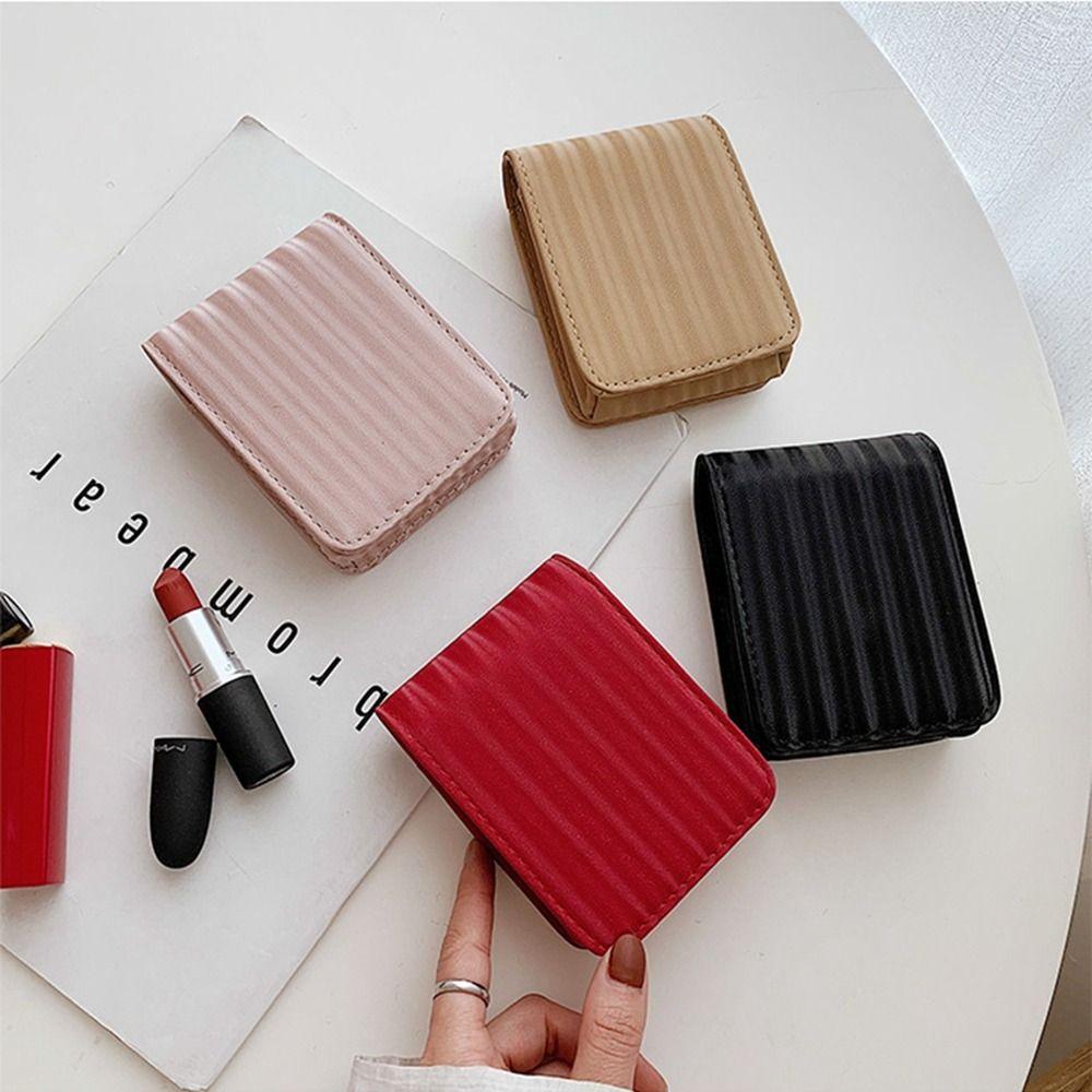 Pu Leather Mini Cosmetic Bag with Mirror Lipstick Bag Travel Supplies Travel