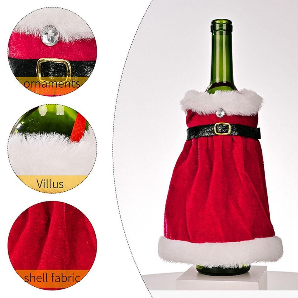 Santa Claus Wine Bottle Cover Velvet Dress Party Home Decor Gift Wine Bag  Christmas