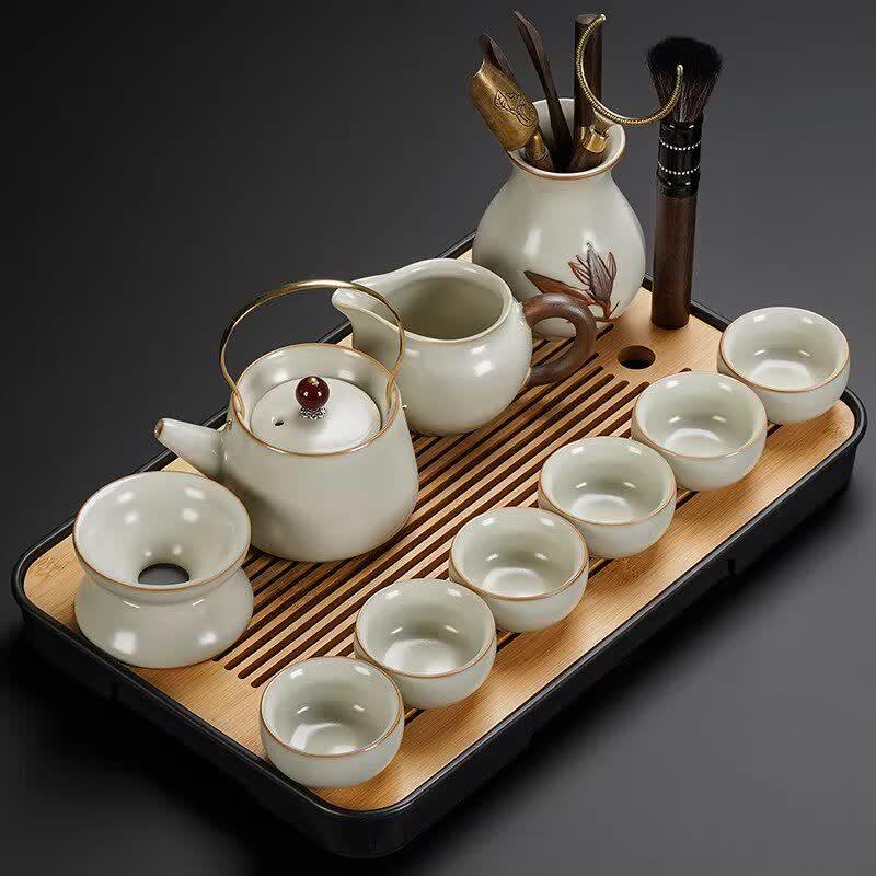 Ru Kiln Ceramic Kung Fu Tea Set with Automatic Water Refill