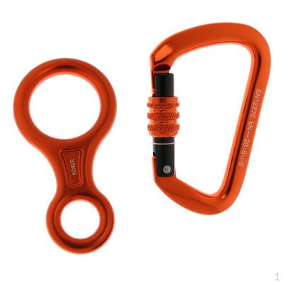 Descender Screw Locking Carabiner Rappelling Climbing Gear Hardware Orange