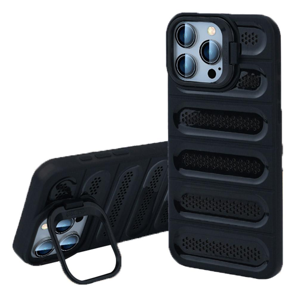 

For iPhone 13 Pro Case Heat Dissipation Kickstand Airbags Anti-Drop TPU+PC Phone Cover C