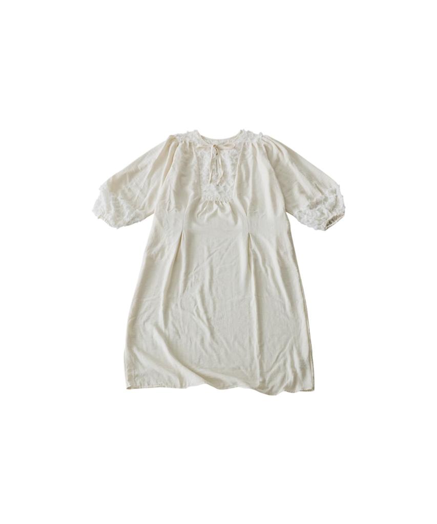 Antiqua Long Sleeve Gathered Dress One Size Natural Women's (PTR-00006), 01,