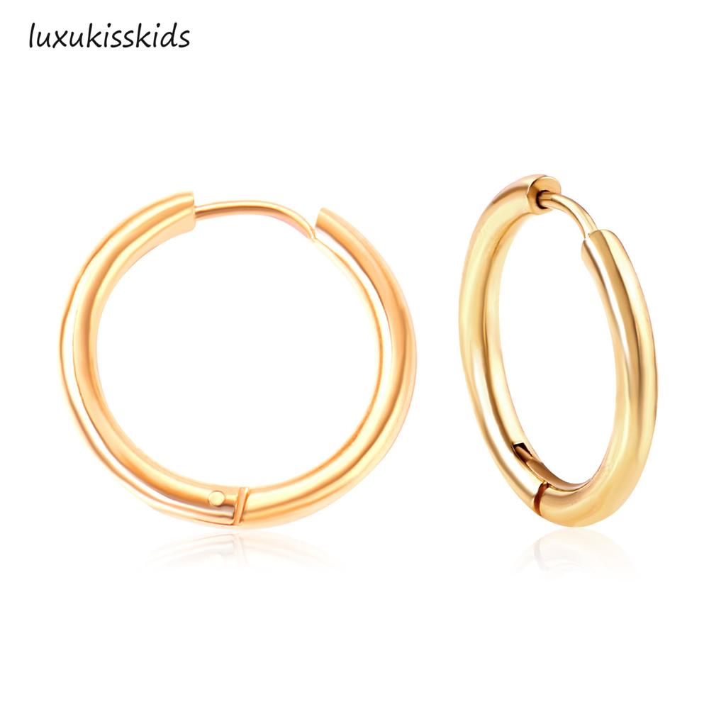 1 Pair of Classic Plain Circle Trend Hip Hop eEarrings Stainless Steel Men's Women's Simple Design Style Jewelry Does Not Fade