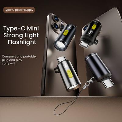 Waterproof Flashlight High Lumens Small Super Bright LED Light Type C Charging Pocket-Sized Lights for Outdoor Cycling Hiking Emergency