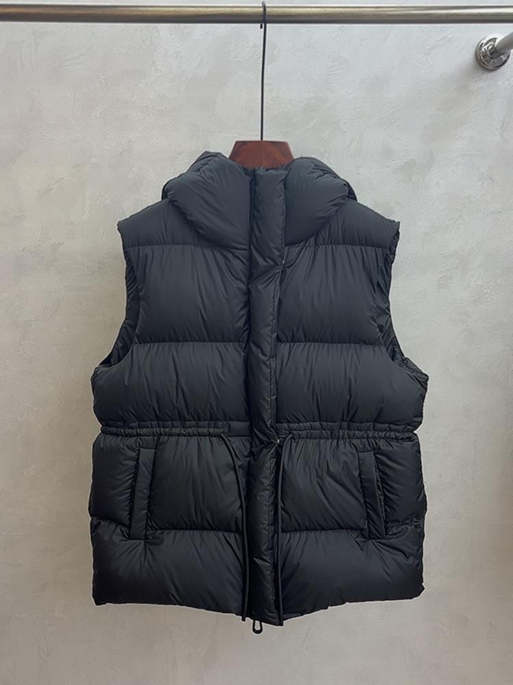 European Winter New Drawstring Cotton Vest Women's Medium and Long Warm Waist Slim Short Vest