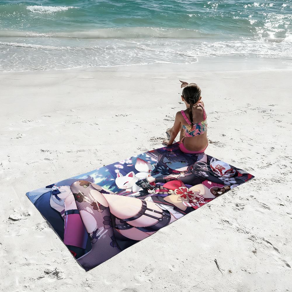 B-Blue Archive-S Game Kosaka Wakamos Towel Soft Lightweight Anti-Sand Large Beach Towel Quick-Drying Bath Sports Family