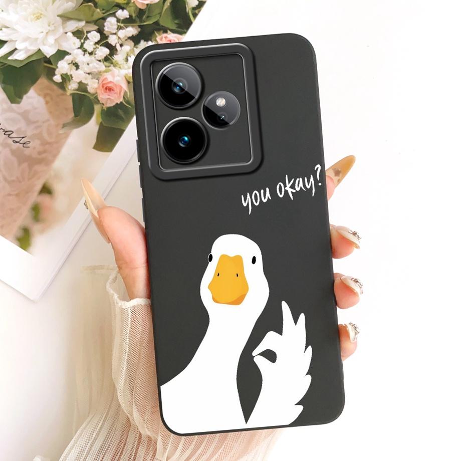 Cartoon Cat Painting Phone Case For Realme GT 7 7T GT 8 Pro 2 Pro GT5 Neo GT3 GT2 Cover Soft Matte Silicone Daisy Flower Bow