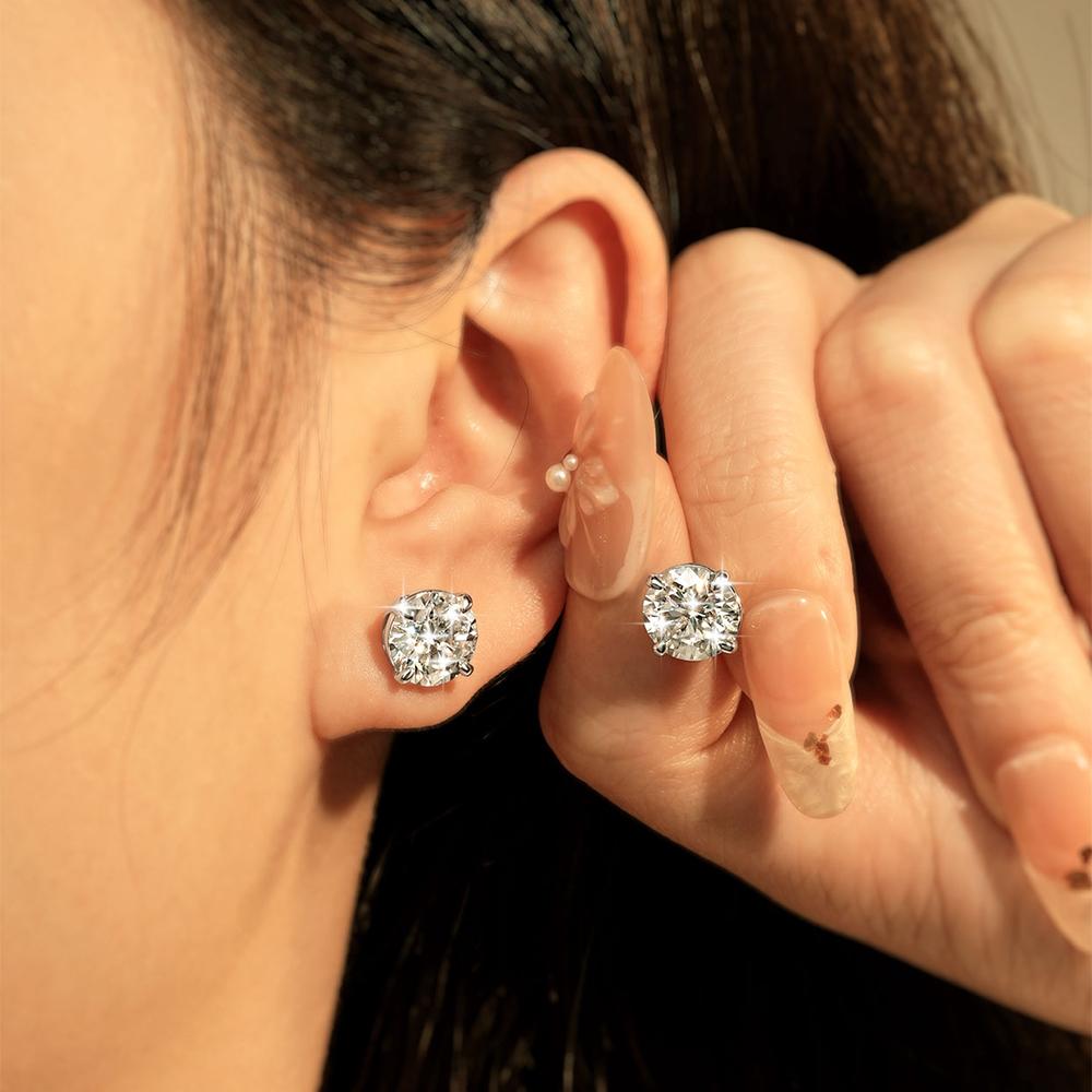New 14K Gold Filled Moissanite Stud Earrings for Women & Four Claw Earrings Engagement Wedding Anniversary Party Gift
