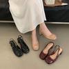 Leather Square Buckle Bag Head Sandals Women's 2025 New Summer One-word with Shallow Mouth Back Empty Stiletto Shoes