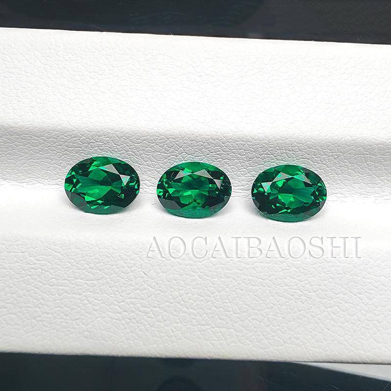 AGL Certified Zambian Oval Cultured Emerald Loose Stone for Jewelry