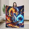Vibrant Dragon King and Sky Ball Fleece Blanket - Ideal for Bedrooms, Dormitories, Cars, Outdoors, Sofas, Travel,offices,camping