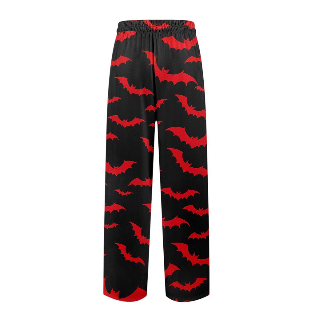 Men's Knitted Halloween Print Pocket Casual Pants Pajama Pants