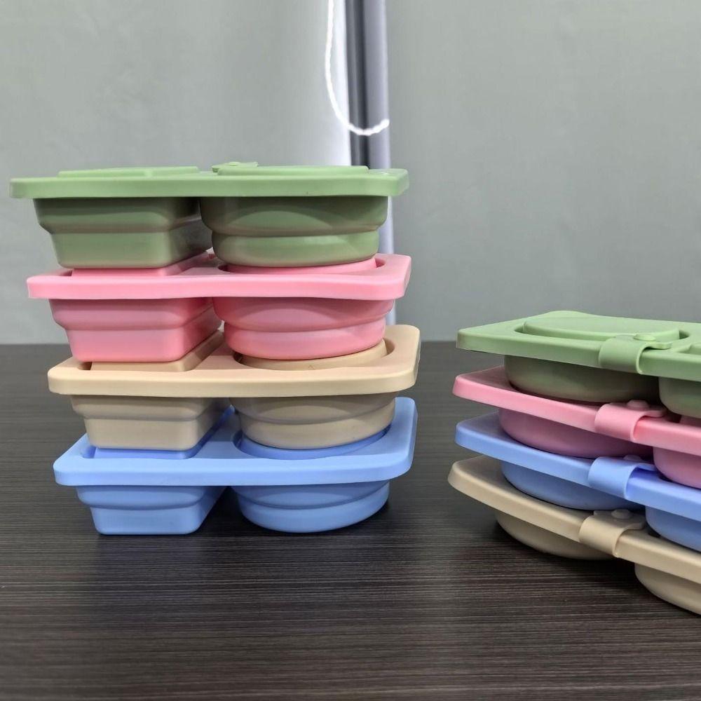 Silikon-Snackbehälter mit Deckeln Mehrzweck-Lebensmittel-Snackboxen Wiederverwendbar Doppelkammer-Dip-Schälchen