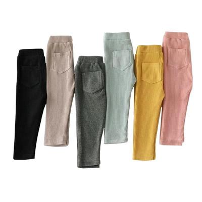 Frühling Herbst Kinder Baby Mädchen Hosen Rippe Baumwolle Hohe Taille Lange Hose Unisex Kinder Leggings