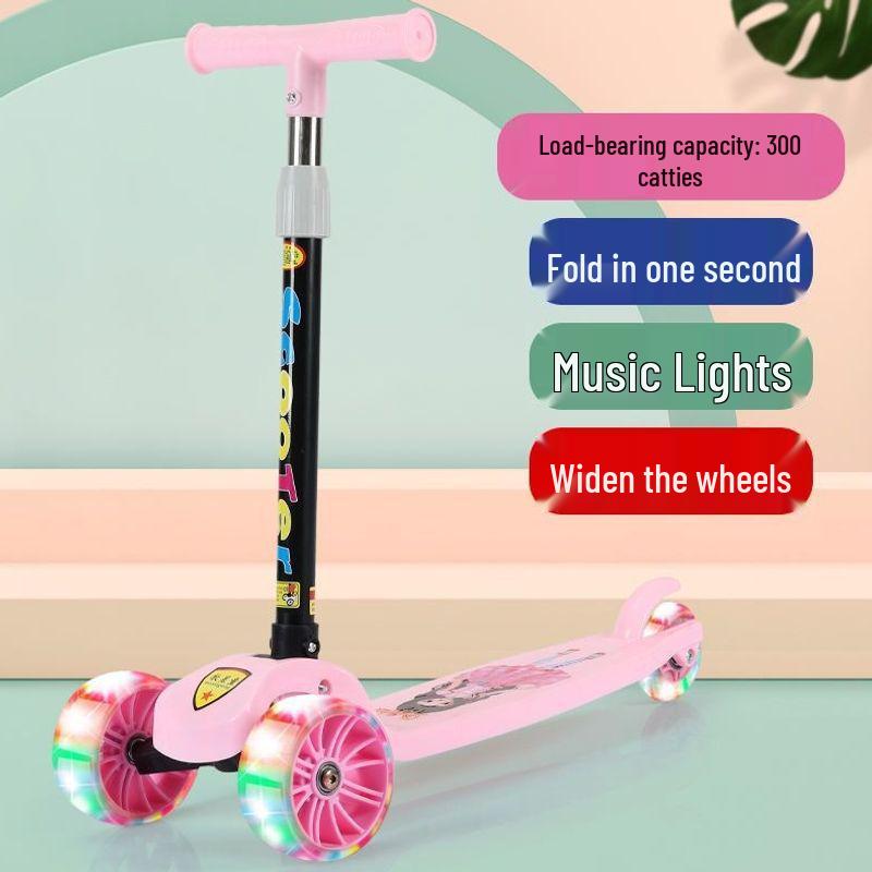 Foldable, Height-Adjustable Scooter for Kids Ages 2-10 with Flashing Wheels and Yo-Yo Design
