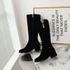 Women's High-heeled Boots Autumn and Winter Comfortable Versatile Thick-heeled Large-size Medium Boots