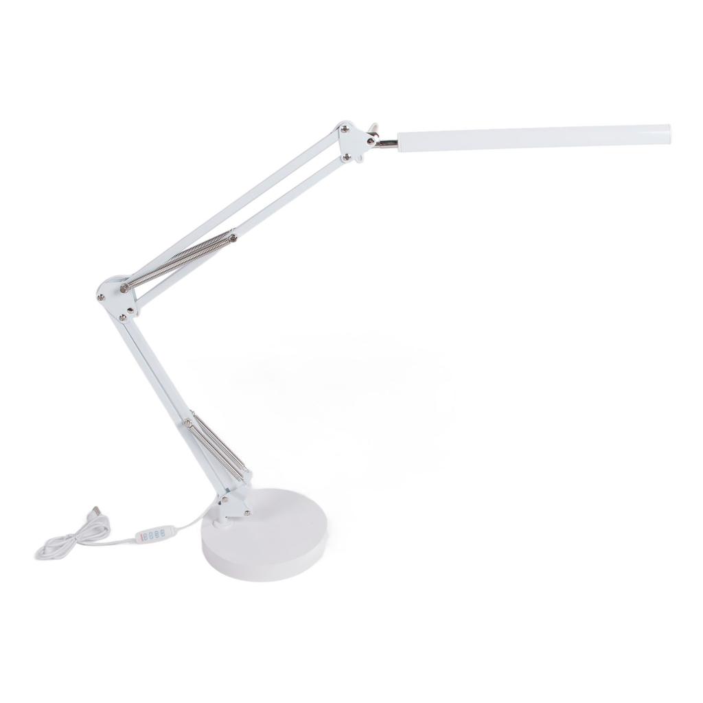 Swing Arm Desk Lamp USB Folding Eye Caring Multi Joint LED Table Lamp with Round Base White
