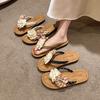 Cute flower flat flip-flop shoes for women's summer wear with skirts, light and versatile cool slippers