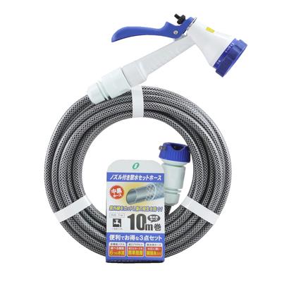 Sanyo Kasei Watering Set Hose with Nozzle 10m Black X Clear