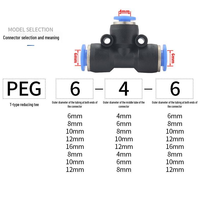 Pneumatická T-redukce rychlospojka pro PE trubky (4-14 mm)