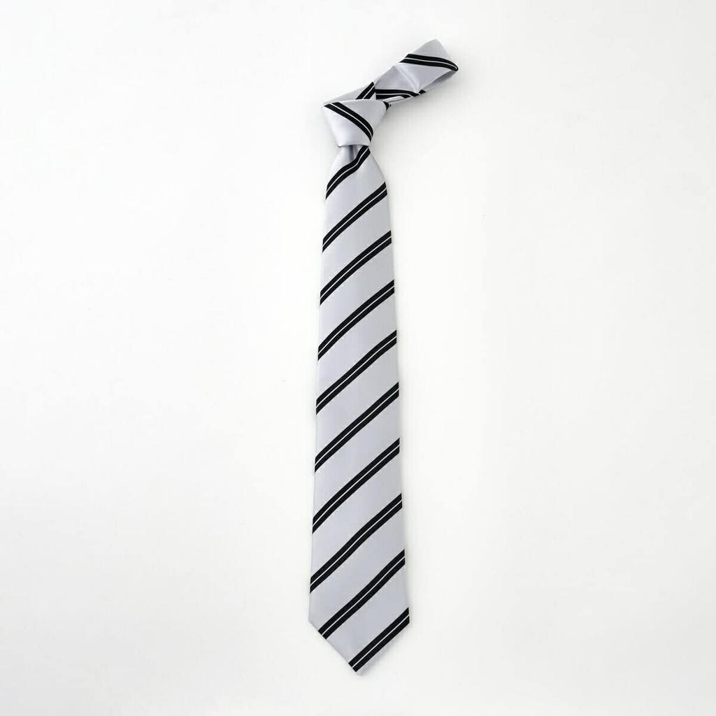 [Ojie] Men's Tie, Silver, 100% Silk, Made in Japan, Formal Tie, Ceremonial Wear, Wedding, Reception, Business