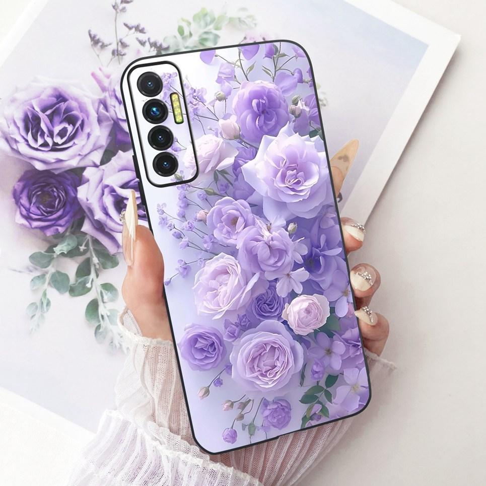 Luxury Flower Butterfly Bow Pattern Casing For Tecno Camon 17P 17 Pro Back Cover Clear Soft Silicone Phone Case For Camon17