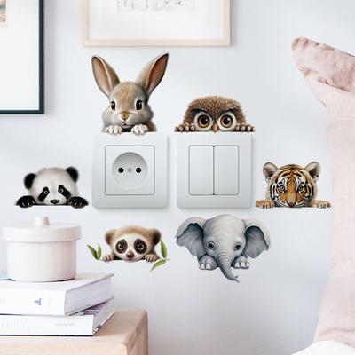 Wall Switch Sticker Cute Cartoon Pet Animal Design Self-adhesive Waterproof Removable Switch Decals