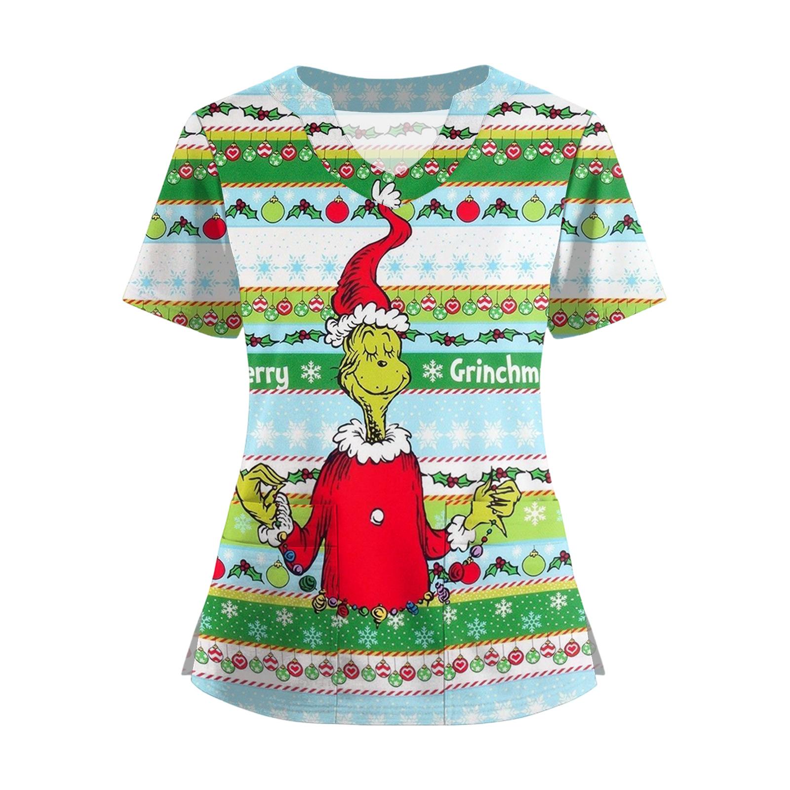 

Женская футболка с коротким рукавом, рождественским принтом, V-образным вырезом, на пуговицах сбоку и разрезом XXXXXL