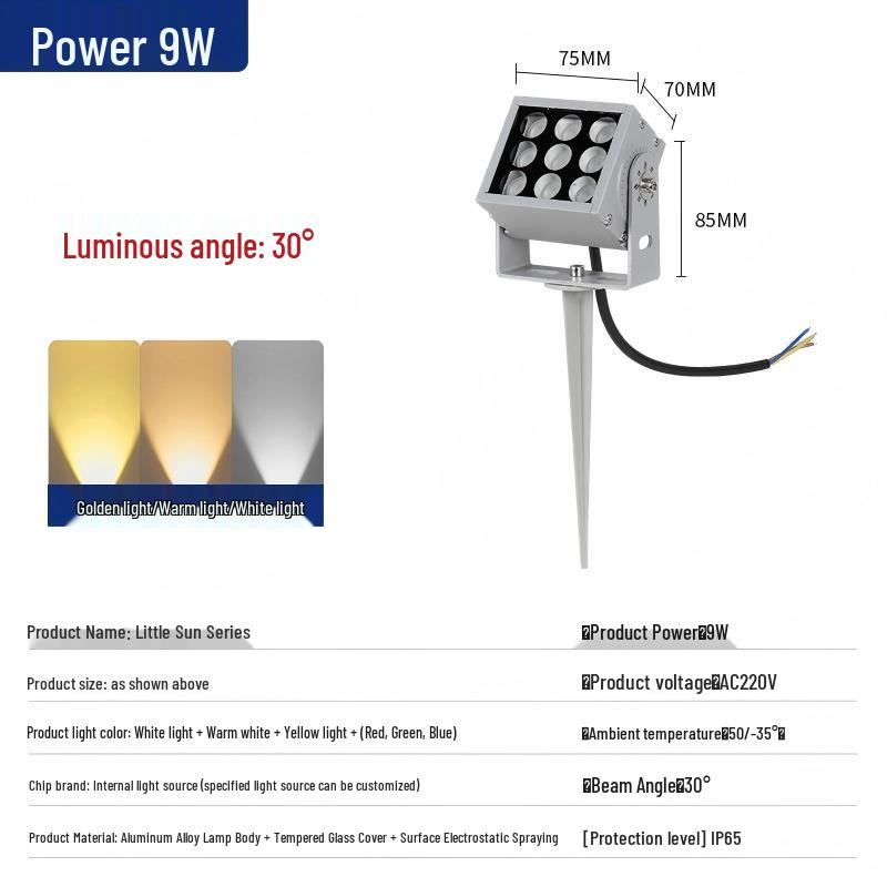 LED Floodlight Outdoor Waterproof Spotlight for Wall, Pillar, or Tree