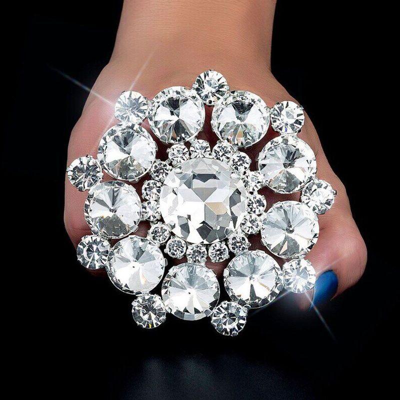 Fashion Exaggerated Super Flash Rhinestone Big Ring Catwalk Runway Modeling Photo Adjustable Ring Stylish Ornament Ring