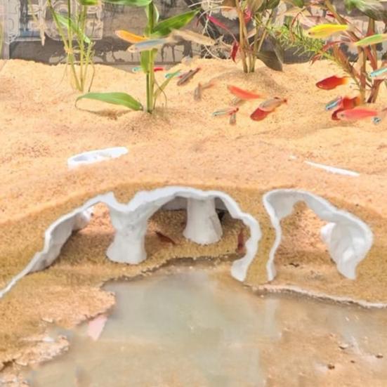 Aquarium Cave Tunnel Under Gravel Fish Hideout Fish Tank Decoration Natural Curve Hideout for Pleco Shrimp Corydoras Catfish