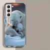 Eisbär und sein Junges unter der Aurora Handyhülle für Samsung Galaxy S25 Edge S24 S23 FE S21 S20 S10 Plus S22 S26 Ultra Cover