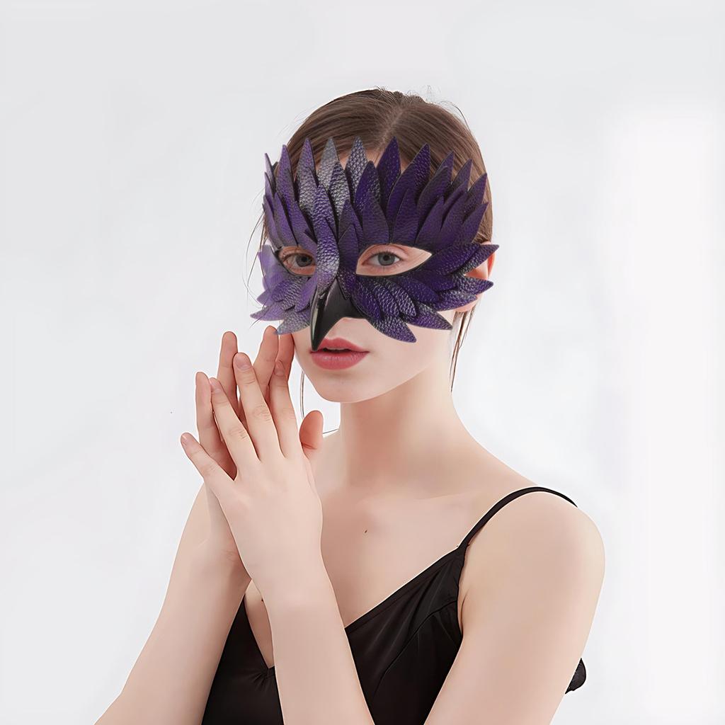 Halloween High End Half Face Leather Feather Beak Mask Party Costume Prop Fun For Bar And Masquerade Events