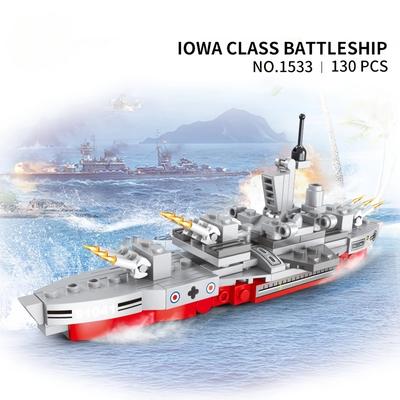 100+PCS Building Blocks Kit Toy Iawa-class Battleship Toy Gift Military Series Happy Gift for Children Adult