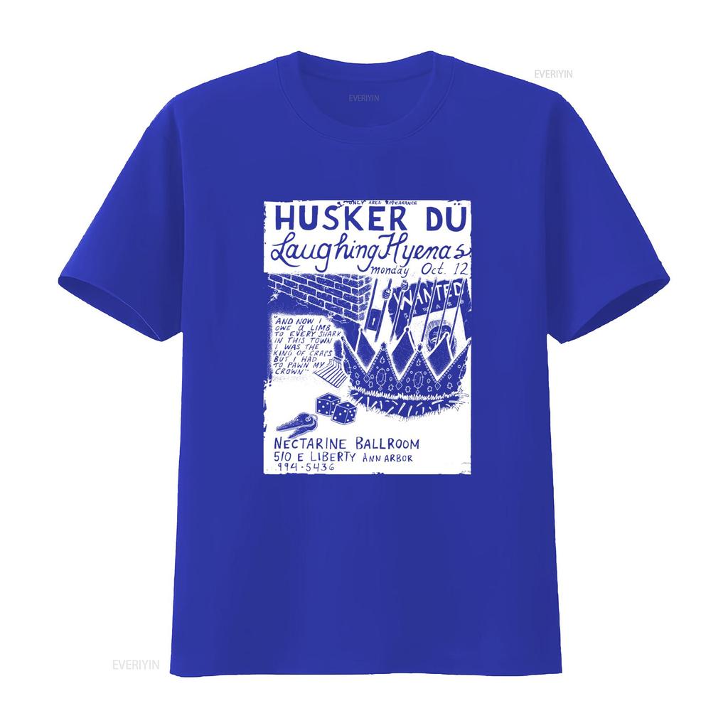 Husker Du Laughing Hyenas Gig Flyer Inspired Limited Edition Classic Black Tribute T Shirt Vintage Washed Versatile Streetwear