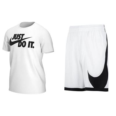 Buchstaben-Logo-Print Rundhals Kurzarm T-Shirt und Straight Leg Shorts Set Herren Set AR5007-100+DH6764-100