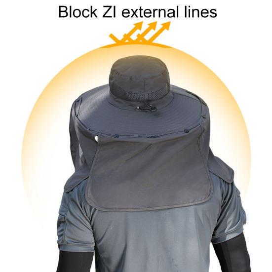 Unisex Summer Sun Hat Outdoor Sun Protection Cap with Neck Flap Breathable Large Brim Hat for Hiking Traveling Fishing