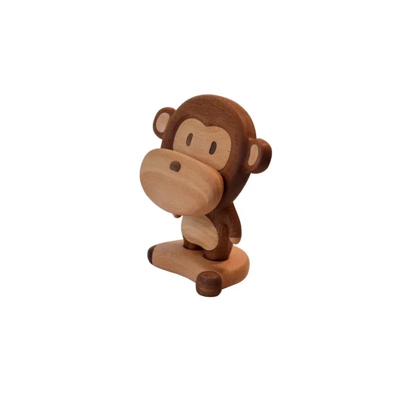 Solid Wood Creative Monkey Mobile Phone Stand Cute Mobile Phone Base Desktop Decoration Decoration Birthday Gift Glasses Stand