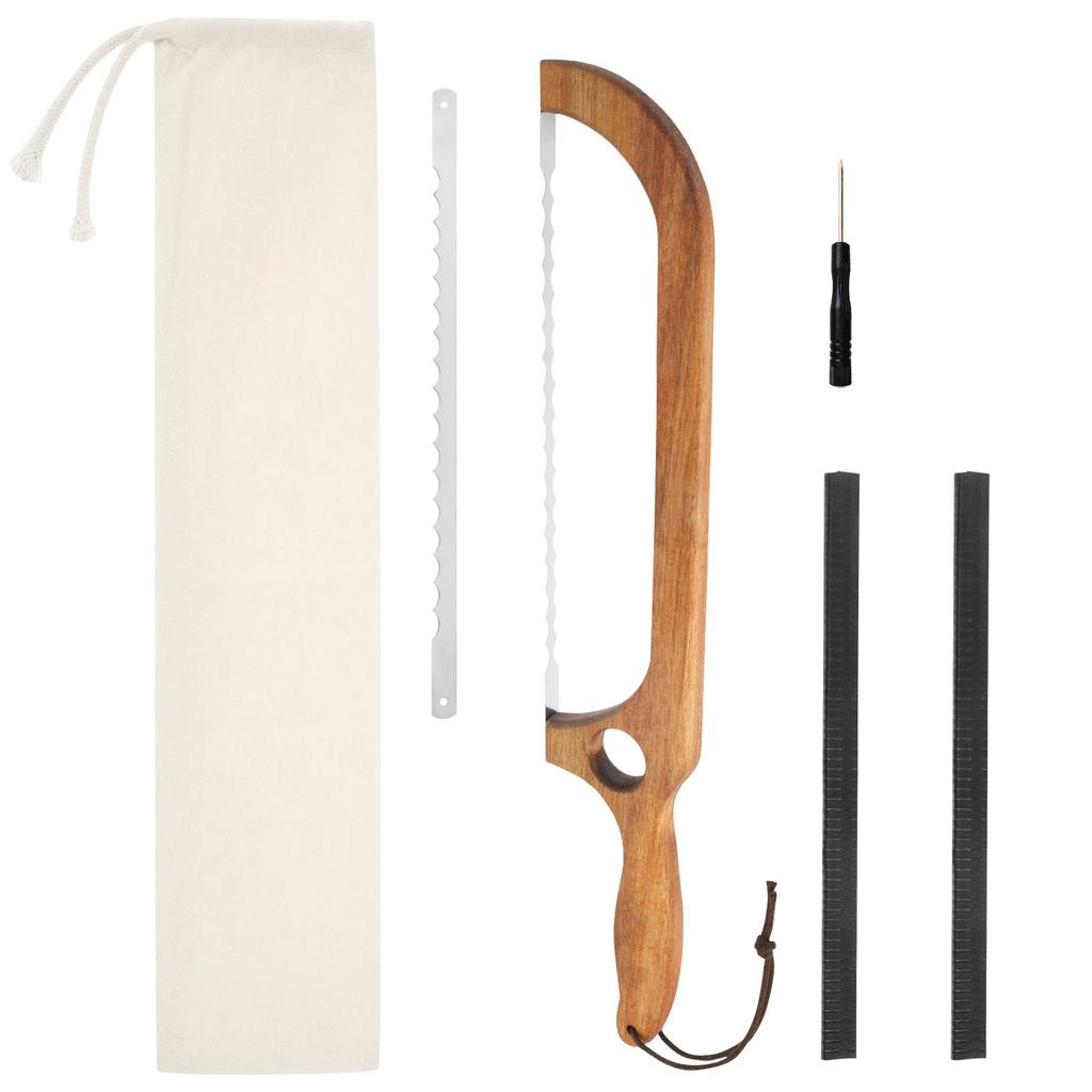 Sourdough Bread Slicer for Homemade Bread Wooden Breads Bow Knife with Stainless Steel Blades Serrated Sourdough Breads Knife