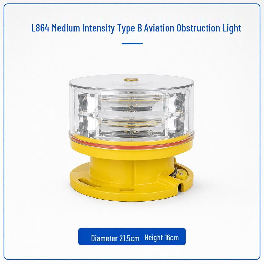 122/155 Solar Aviation Obstruction Light with GPS Networking for Skyscrapers and Towers