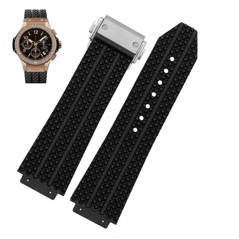 Watchbands for HUBLOT BIG BANG Silicone 26*19mm Waterproof Men's Watch Strap Chain Watch Accessories Rubber Bracelet Wristband